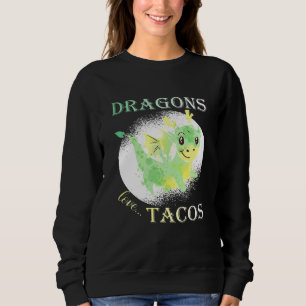 Camiseta Crianças Dragões Amam Tacos Dragão Dinossauros E T