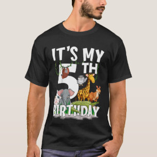 Camiseta Crianças É a minha 5 Aniversário Selva Safari 5 an