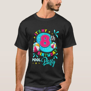 Camiseta Crianças É a minha 8ª festa de Piscina de aniversá