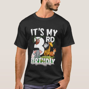 Camiseta Crianças É a minha selva de aniversário de 3 anos