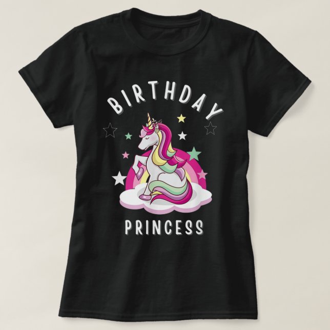 Camiseta Crianças e Adultos Princesa Princesa de Aniversári (Frente do Design)