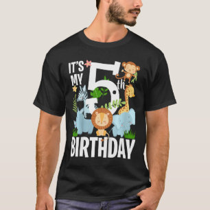 Camiseta Crianças É Meu 5 Aniversário Da Selva Tema Safari