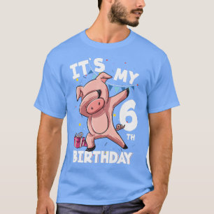 Camiseta Crianças É Meu 6 Aniversário De 6 Anos Pig Anivers