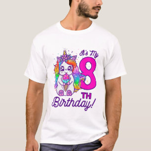 Camiseta Crianças É Meu 8º Sorvete de aniversário Rainbow U