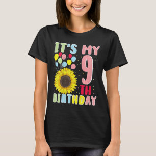 Camiseta Crianças É meu 9º aniversário, Sunflower, 9 anos,