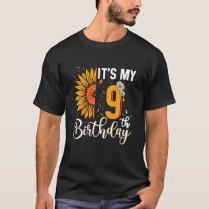 Camiseta Crianças É meu 9º aniversário, Sunflower, 9 anos, 