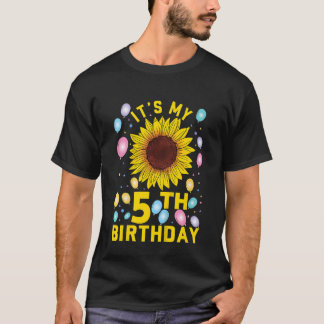 Camiseta Crianças É meu aniversário de 5, Sunflower, 5 anos