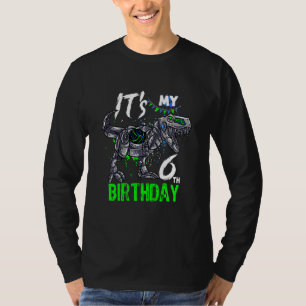 Camiseta Crianças É Meu Aniversário De 6 Anos Dinossauro Re