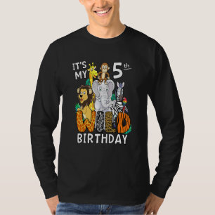 Camiseta Crianças, é meu aniversário selvagem 5, aos cinco