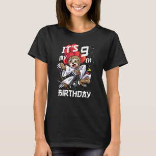 Camiseta Crianças é meu nono aniversário, 9 anos, Sloth Kar