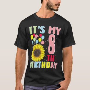 Camiseta Crianças É meu oitavo aniversário, girassol de 8 a