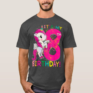 Camiseta Crianças é meu oitavo aniversário Unicórnio de 8 a