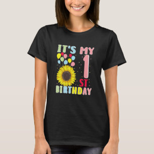 Camiseta Crianças É meu primeiro aniversario Girassol, 1 an