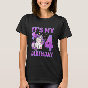 Camiseta Crianças É Meu Quarto Aniversário de 4 Anos