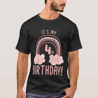 Camiseta Crianças é meu quarto aniversário de 4 anos quarto
