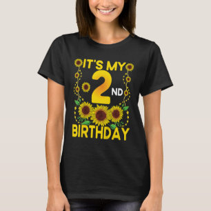 Camiseta Crianças É meu segundo aniversário Girassol de 2 a