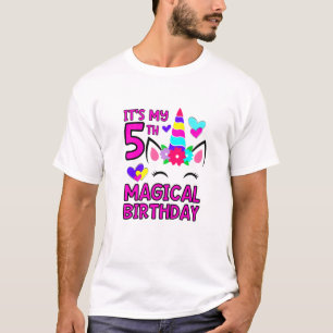 Camiseta Crianças, é minha 5 mágica de aniversário.
