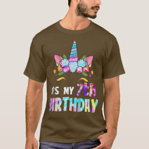 Camiseta Crianças É minha 7 de aniversário de 7 anos Garota