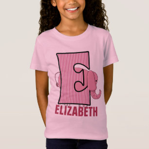 Camiseta Crianças "E" Monograma Elefante Rosa Striped