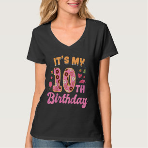 Camiseta Crianças É o meu 10º Aniversário Rosquinha Feliz 1