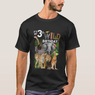 Camiseta Crianças É o meu 3º aniversário selvagem Animais S
