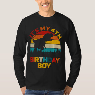 Camiseta Crianças É o meu 4º aniversário Meninos Dinossauro