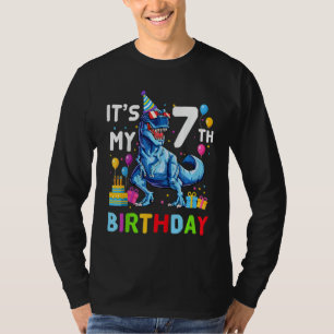 Camiseta Crianças É o meu 7 de aniversário Feliz 7 Anos Din