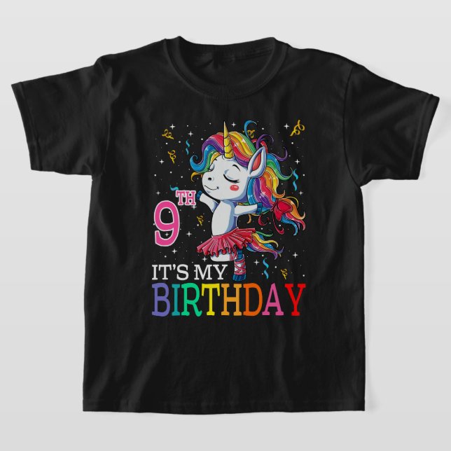 Camiseta Crianças É o meu 9º Aniversário do Unicórnio de 9  (Postura )