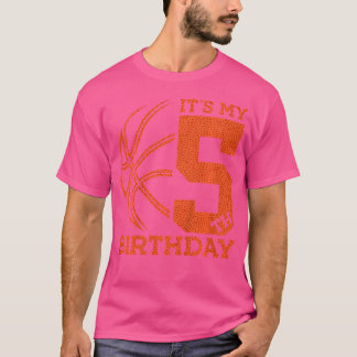 Camiseta Crianças É O Meu Aniversário De 5 de Basquete De A