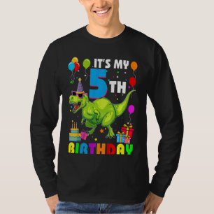 Camiseta Crianças É o meu aniversário de 5 Feliz 5 anos Rex