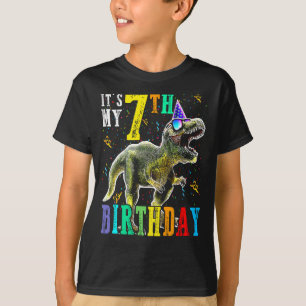 Camiseta Crianças É o meu aniversário de 7 Feliz 7 Anos Din