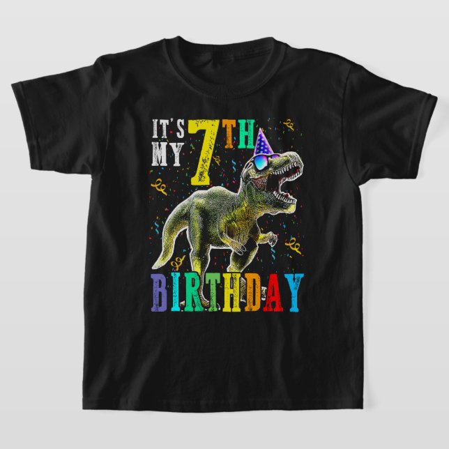 Camiseta Crianças É o meu aniversário de 7 Feliz 7 Anos Din (Postura )