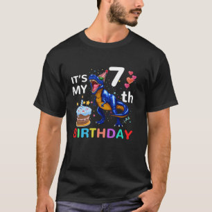 Camiseta Crianças É o meu aniversário de 7 Feliz 7 anos Rex
