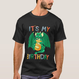 Camiseta Crianças É o meu Dragão de Aniversário de 5 5 Anos