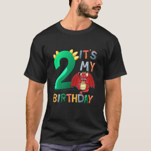 Camiseta Crianças É o meu Dragão segundo aniversário 2 Aniv