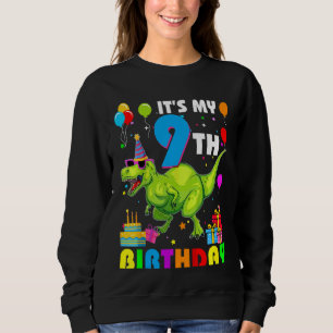 Camiseta Crianças É o meu nono aniversário Feliz 9 anos Rex