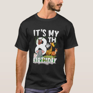 Camiseta Crianças É o meu oitavo aniversário, Zoo Selva Saf
