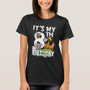 Camiseta Crianças É o meu oitavo aniversário, Zoo Selva Saf