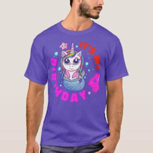 Camiseta Crianças é o meu quarto aniversário feliz 4 anos