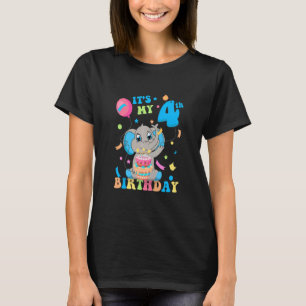Camiseta Crianças É o meu quarto aniversário, rapaz, elefan