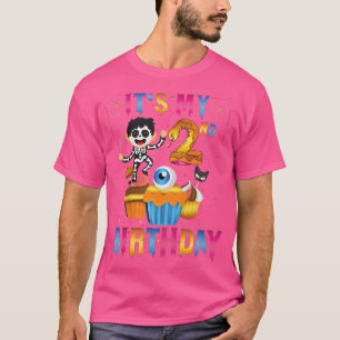 Camiseta Crianças É o meu segundo aniversário Ghost Skeleto
