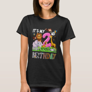 Camiseta Crianças É o meu segundo aniversário Zoo Selva Saf