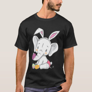 Camiseta Crianças Elefante Coelhinho de Orelha Dia de Pásco