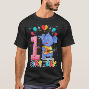 Camiseta Crianças Elefante Festa de aniversário 1 Ano Menin