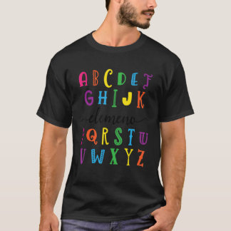 Camiseta Crianças Elemeno Alfabeto pré-escolar infantil
