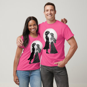 Camiseta Crianças Emo Góticas Fofas Beijam no Dia dos Namor