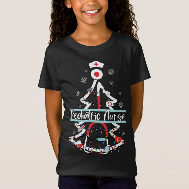Camiseta Crianças Enfermeiras Natal Stethoscope Christm (Frente)