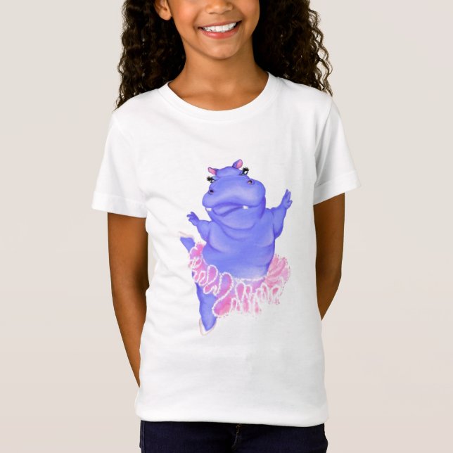 Camiseta Crianças Engraçadas - Balé Ballerina Hippo Dancer (Frente)