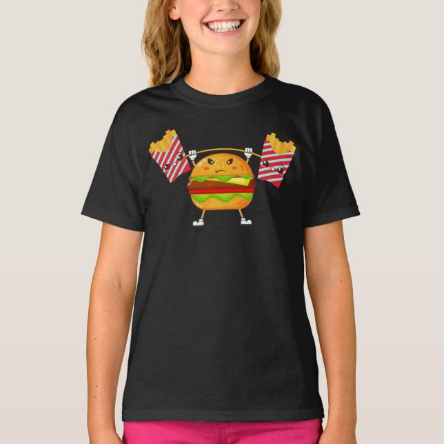 Camiseta Crianças Engraçadas Cheeseburger (Frente)