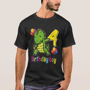 Camiseta Crianças Engraçadas Dabbing Rex 4º Aniversário Gar